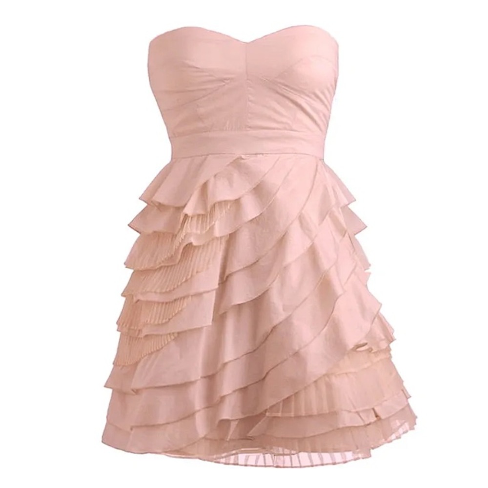 RICKETY RACK #115 Strapless Candy Pink Ruffled Layered Party Dress SMALL